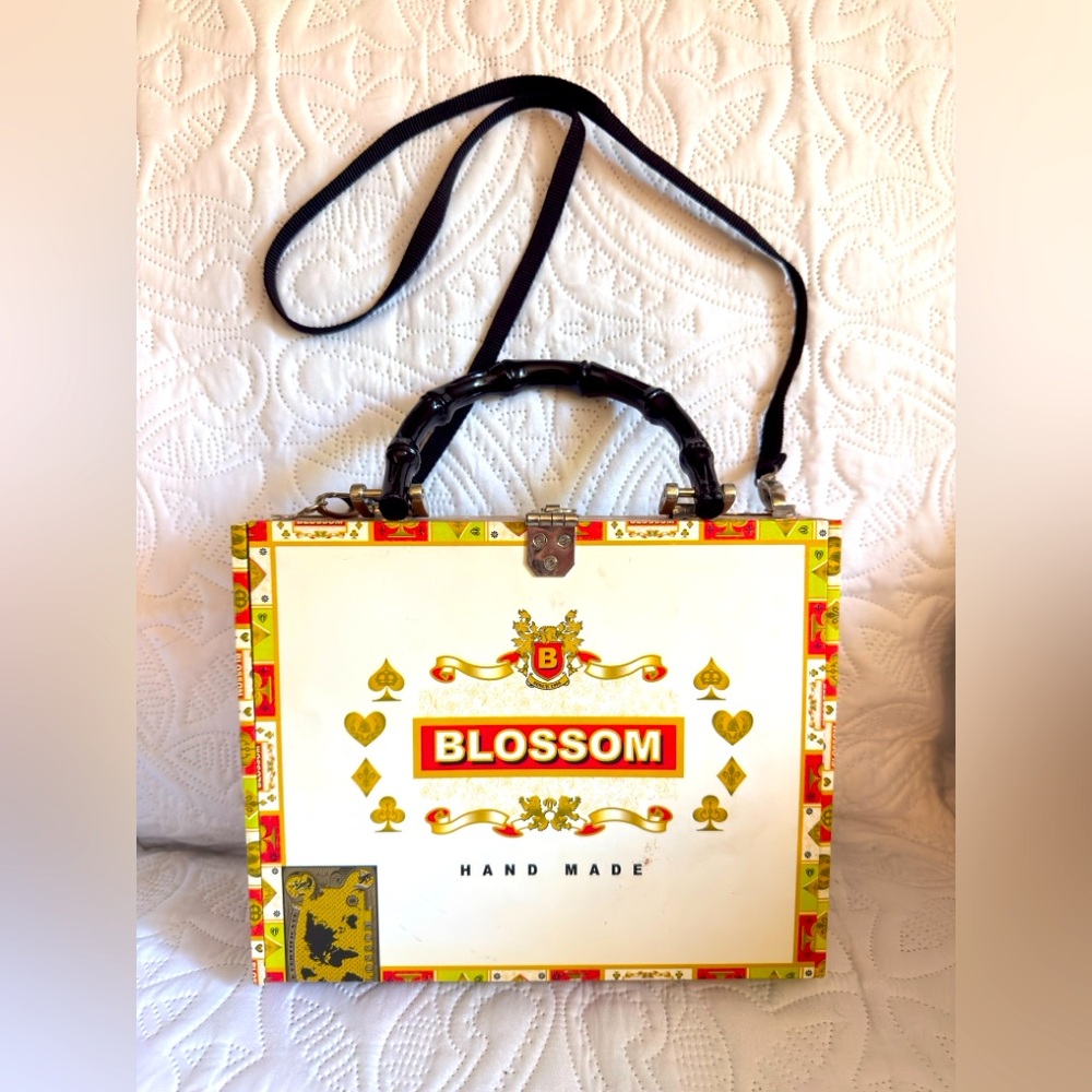 Vintage Blossom Cigar box Purse yorkie